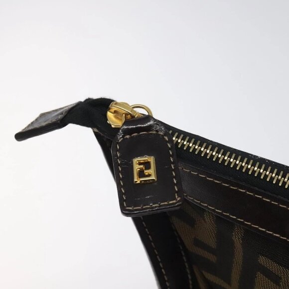 FENDI Zucca Canvas Pouch Black Brown Auth ep9276 - Picture 9 of 15